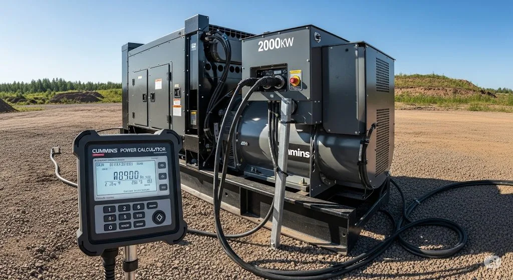 a power calculator plugged into a cummins 2000kw generator